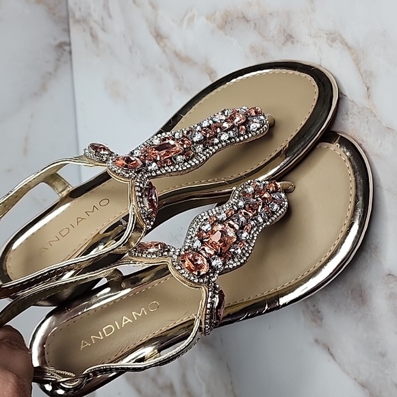 Gold sandals with rhinestones - Picture 6 of 6